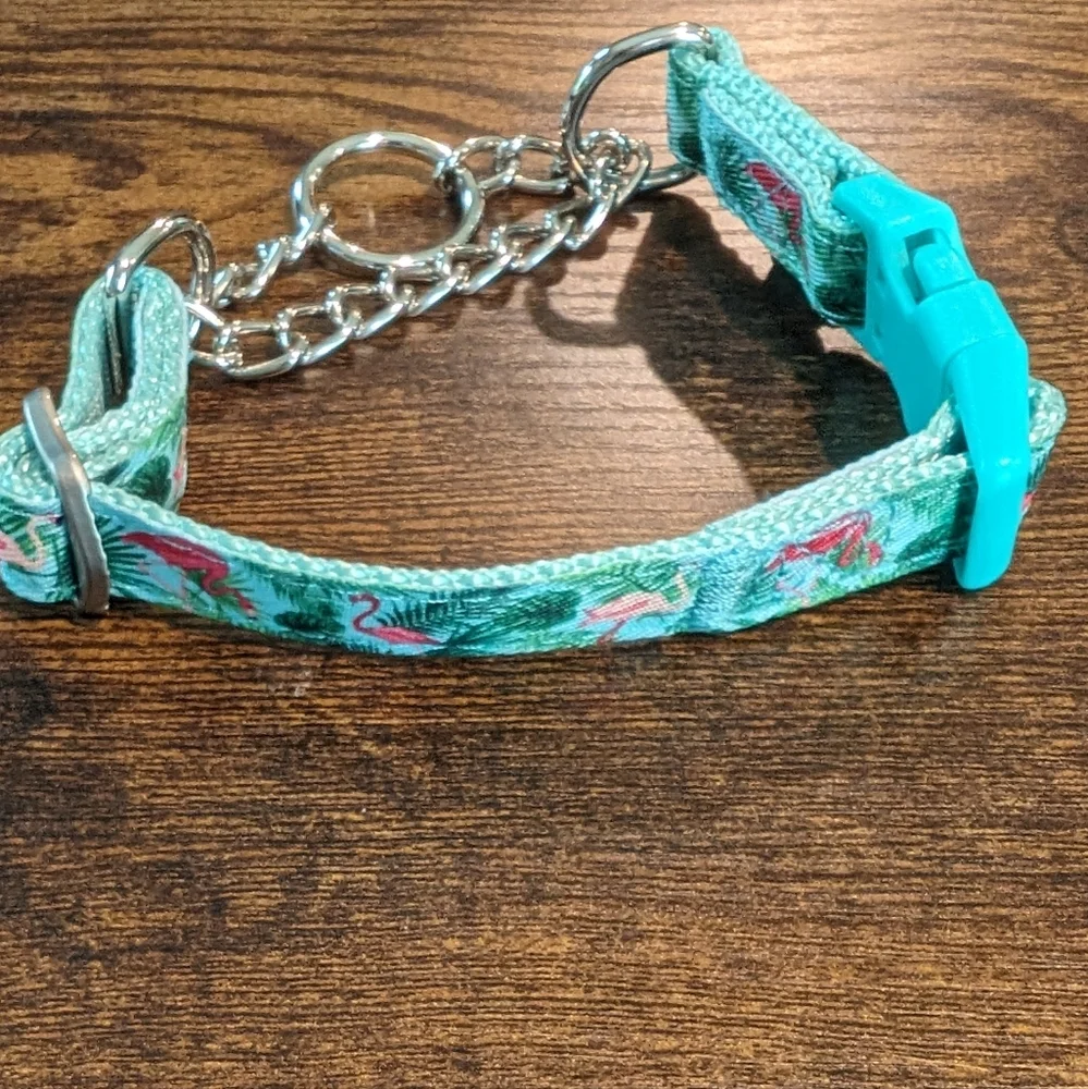 NWT Amazon Yudote Dog Collar Martingale Flamingo Print Sz S